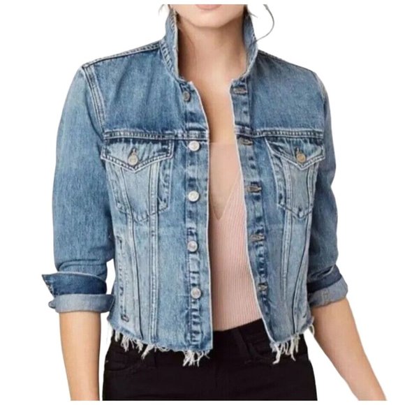 Lucky Brand The Tomboy Trucker Jacket Women S Blue Denim Jean Ranch Farm Western - Picture 1 of 8